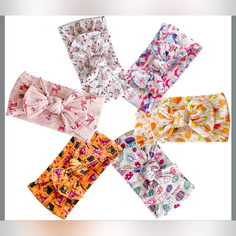 NEW Amazon Jralon 6 Pcs. Toddler Girl's Character Printed Nylon Bow Headband Set